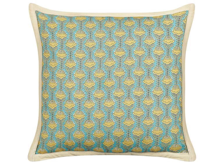 Bavlnený vankúš kvetinový vzor 45 x 45 cm modrý/ žltý WAKEGI_838888