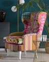 Fabric Wingback Chair Patchwork Pink MOLDE_760172