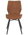 Set of 2 Fabric Dining Chairs Brown LISLE_724327
