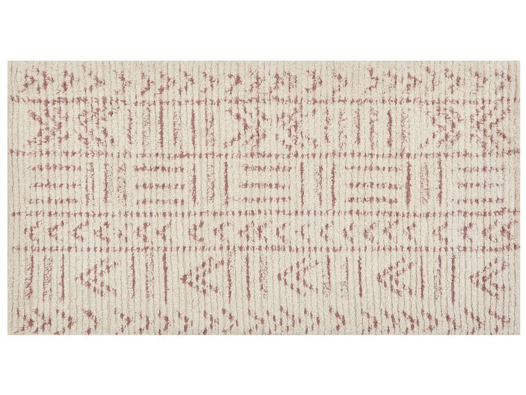 Tapete de algodão creme e rosa 80 x 150 cm EDIRNE_839293