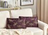 Set of 2 Embroidered Velvet Cushions Dragonfly Motif 30 x 50 cm Purple DAYLILY_892655