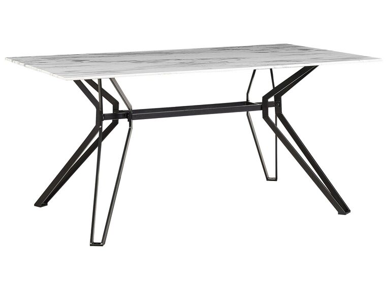 Dining Table with Glass Top 160 x 90 cm Marble Effect with Black BALLINA_794024