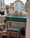 4 Drawers Dressing Table with LED Mirror and Stool Green and Gold FEDRY_887330