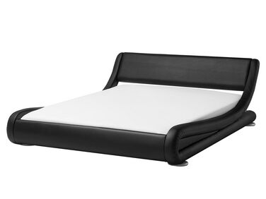 Černá matná  kožená postel 160x200 cm AVIGNON
