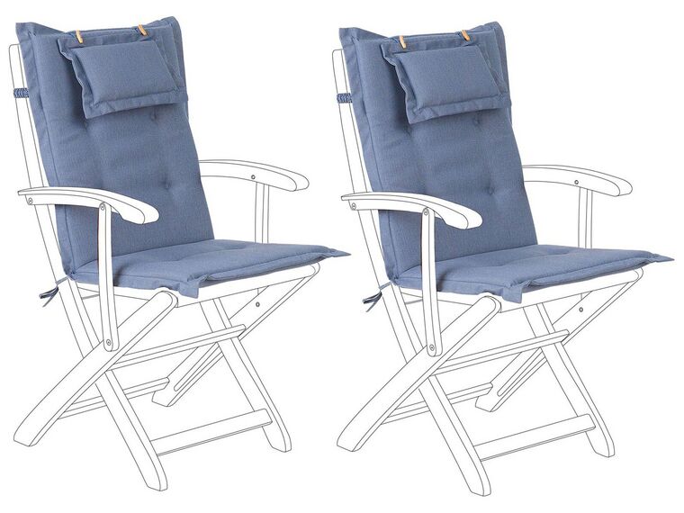 Set of 2 Outdoor Seat/Back Cushion Blue MAUI_767725