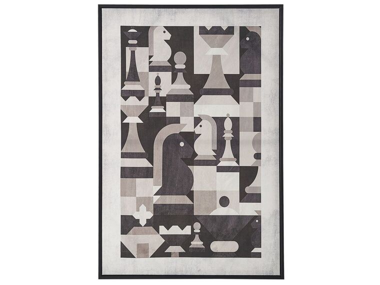 Quadro com motivo xadrez em cinzento 63 x 93 cm BANDO_816197