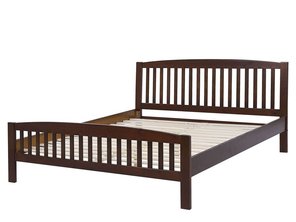 Bed hout donkerbruin 160 x 200 cm CASTRES Gratis Levering