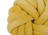 Velvet Knot Cushion 30 x 30 cm Yellow AKOLA_790172