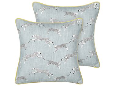 Set of 2 Cotton Cushions Cheetah Motif 45 x 45 cm Grey ARALES