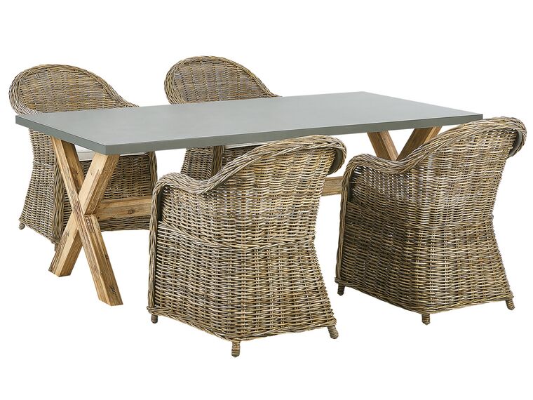 Zestaw ogrodowy rattanowy stół i 4 krzesła naturalny SUSUA/OLBIA_824175