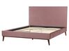 Łóżko welurowe 160 x 200 cm różowe BAYONNE_901286