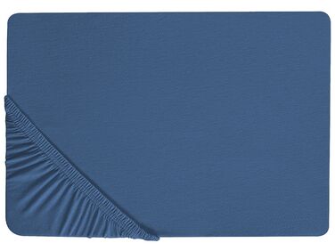 Drap-housse en coton 200 x 200 cm bleu marine JANBU