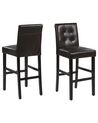 Conjunto de 2 sillas de bar de piel sintética marrón/madera oscura MADISON_763531