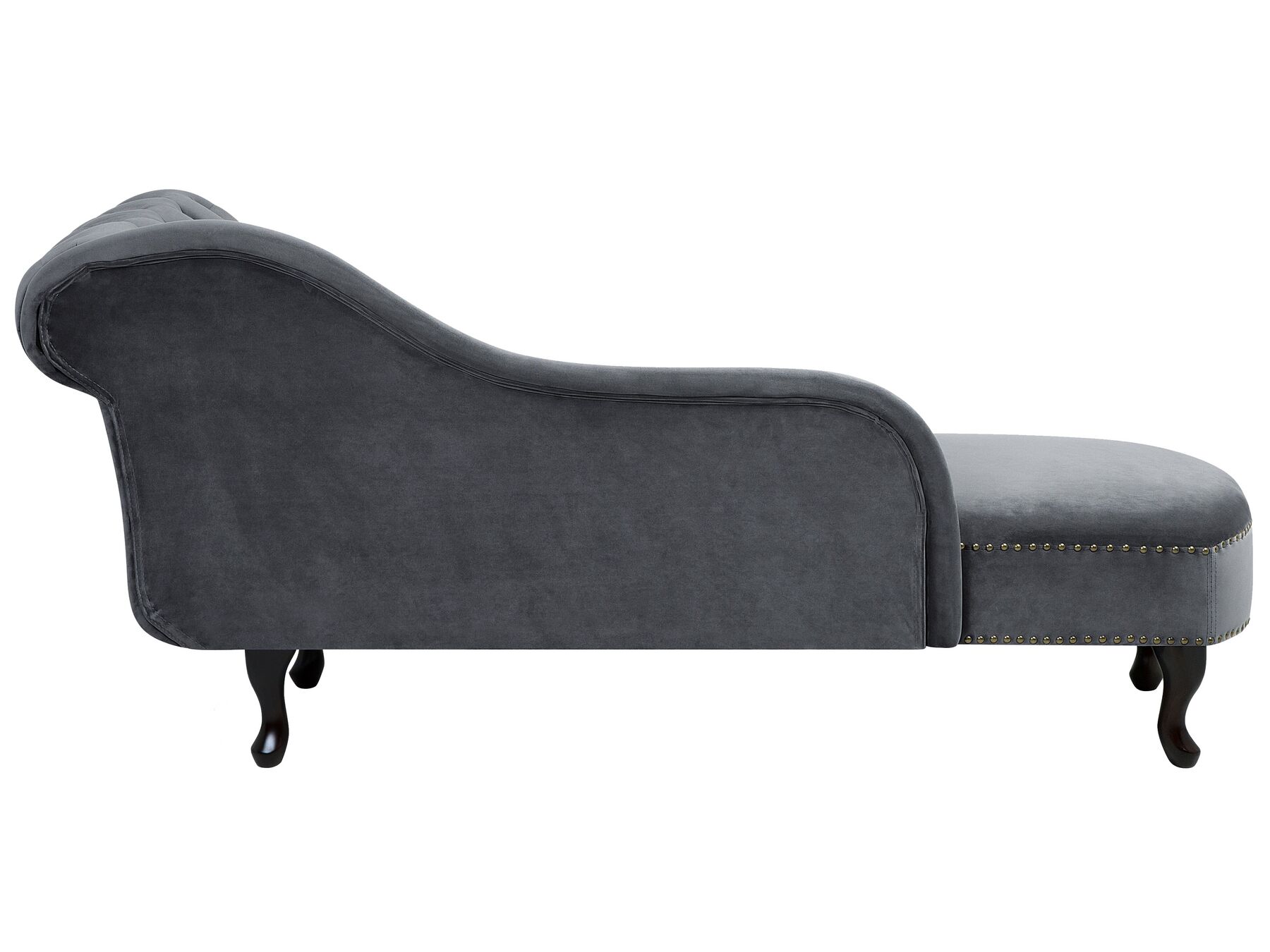 Right Hand Chaise Lounge Velvet Grey NIMES Beliani.co.uk