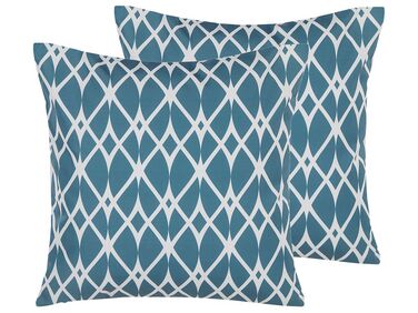 Set of 2 Outdoor Cushions 45 x 45 cm Blue ANAGNI