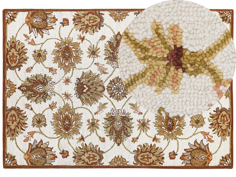 Teppich Wolle beige / braun 160 x 130 cm Kurzflor EZINE_830918