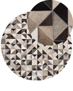 Matto lehmännahka harmaa/beige ⌀ 140 cm KIRKLAR Matto lehmännahka harmaa/beige ⌀ 140 cm KIRKLAR