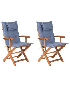 2 puutarhatuolin setti, siniset istuintyynyt MAUI 2 puutarhatuolin setti, siniset istuintyynyt MAUI