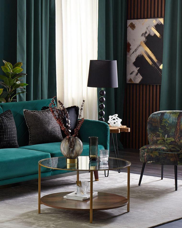 Velvet Fabric Sofa Bed Green SENJA Beliani.co.uk