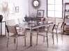 Conjunto de mesa com tampo triplo granito polido preto 180 x 90 cm e 6 cadeiras creme GROSSETO_766652