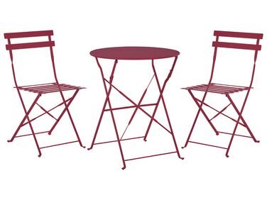 Ensemble bistrot avec table et 2 chaises rouge bordeaux FIORI
