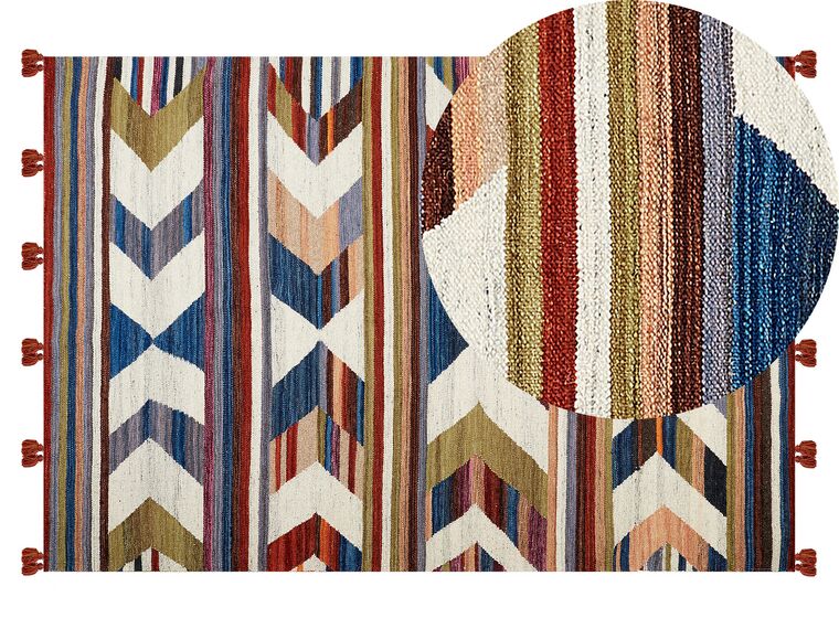 Vlnený kelímový koberec 140 x 200 cm viacfarebný MRGASHAT_858289