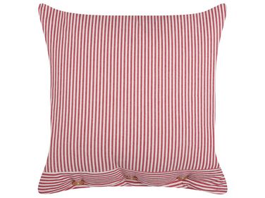 Almofada decorativa com riscas em algodão vermelho e branco 45 x 45 cm AALITA