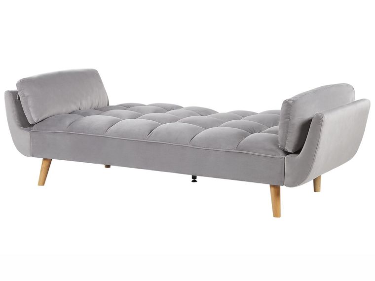 Velvet Sofa Bed Light Grey ASBY Beliani.co.uk