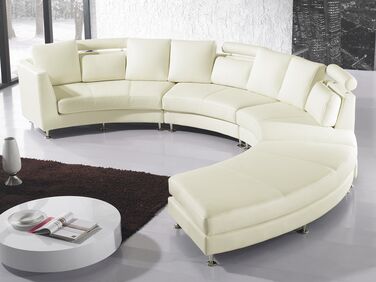 7 Seater Curved Leather Modular Sofa Cream Beige ROTUNDE