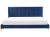 Cama con somier de terciopelo azul marino 180 x 200 cm LIMOUX_867274