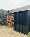 Gerätehaus mit Holzunterstand Stahl graphitgrau / cremeweiß AOSTA_888045
