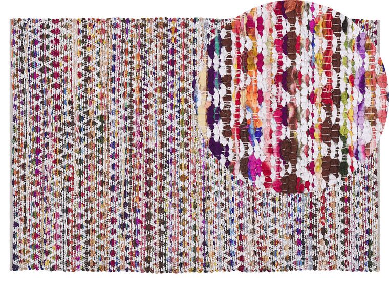 Tapis rectangulaire en coton - Tapis multicolore 140x200 cm - bariolé - ARAKLI_520555