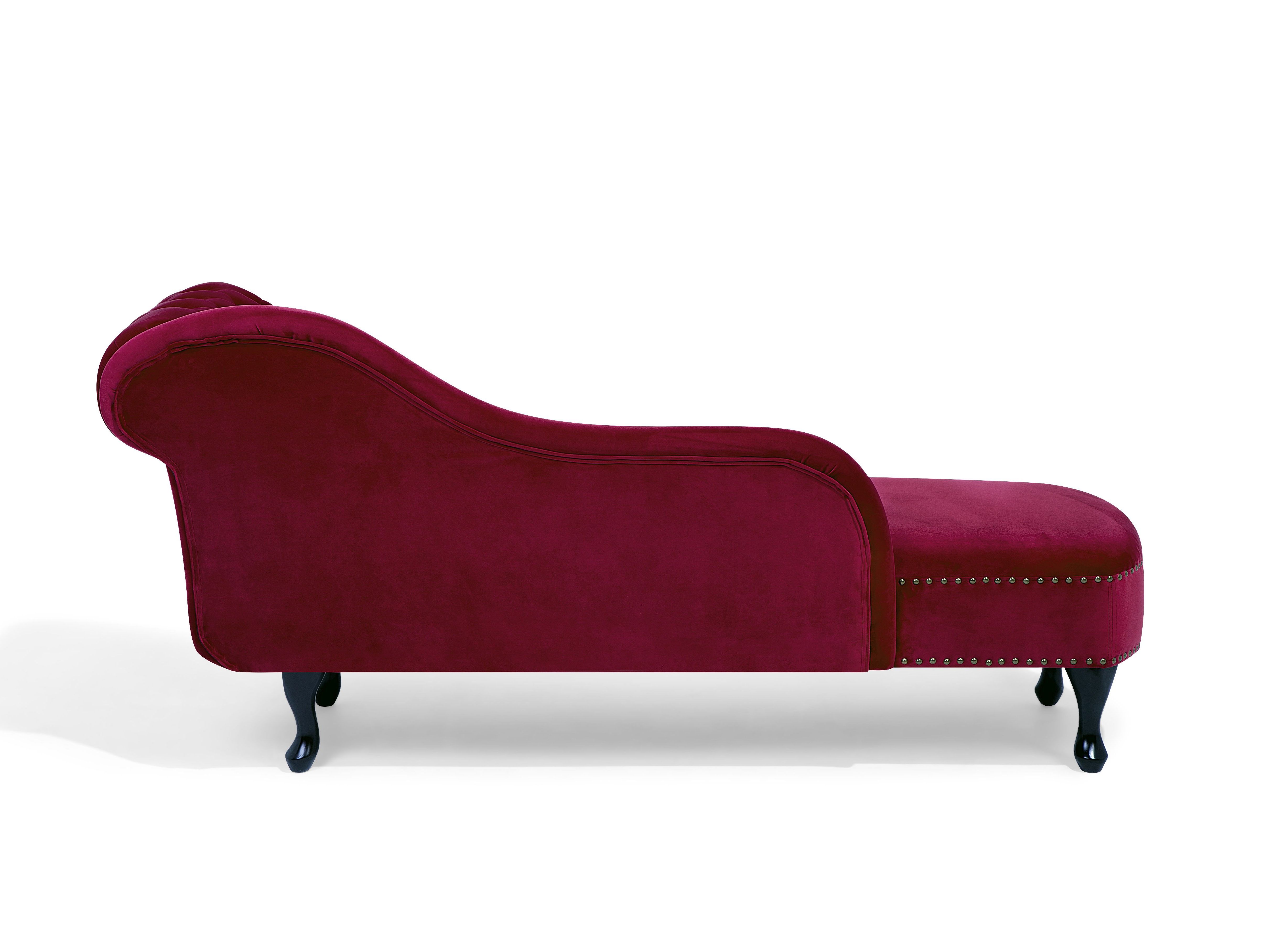Right Hand Chaise Longue Velvet Dark Red Caron Right hand velvet chaise lounge dark red miramas.