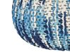 Cotton Knitted Pouffe 50 x 35 cm White and Blue CONRAD_842514