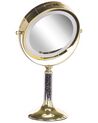 Espelho de maquilhagem preto e dourado com LED ø 18 cm BAIXAS_813674