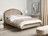 Łóżko welurowe 140 x 200 cm beżowoszare AMBILLOU_902455