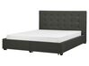 Fabric EU King Size Bed with Storage Dark Grey LA ROCHELLE_904618
