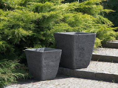 Set of 2 Plant Pots 39 x 39 x 43 cm Grey DELOS