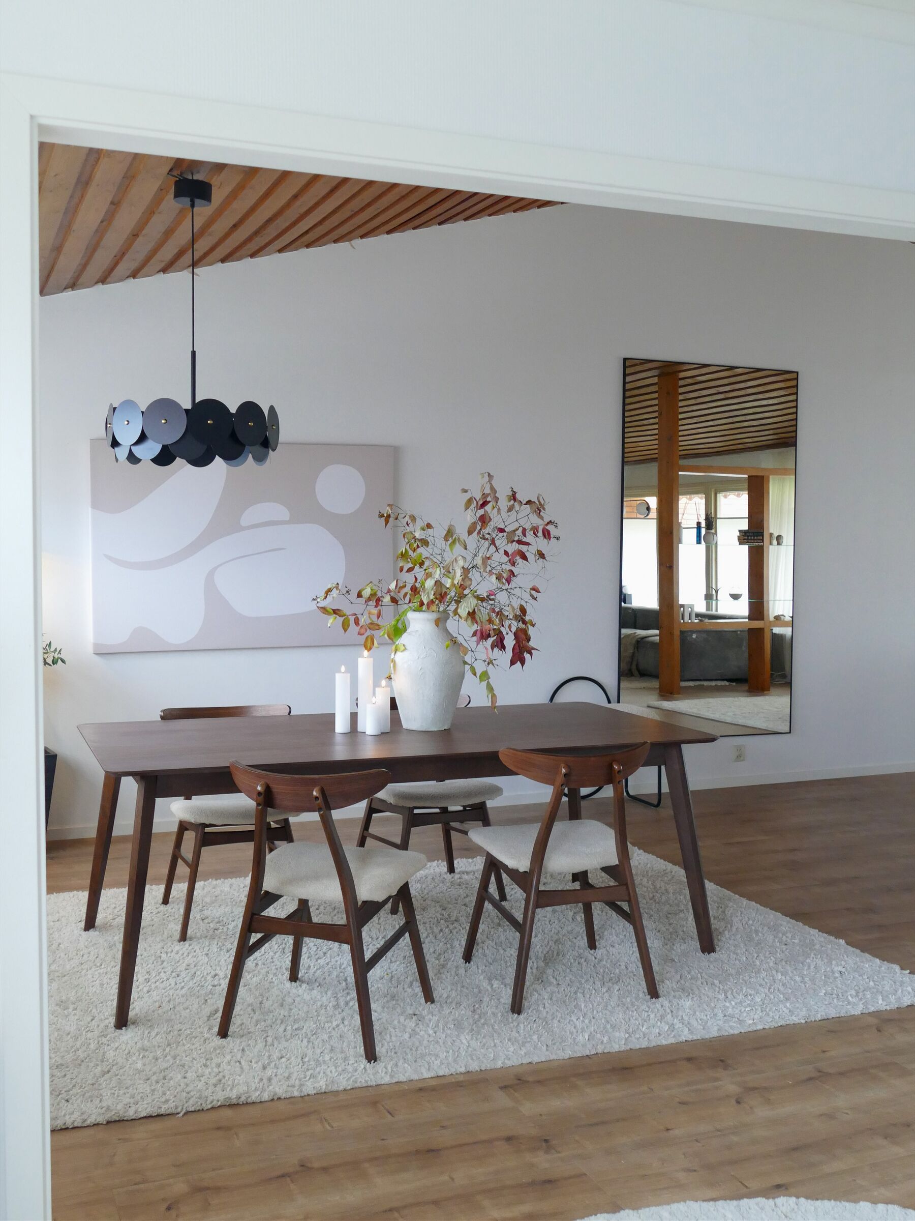 Mesa de comedor rectangular extensible de madera con base negra - EDEN | ID Market