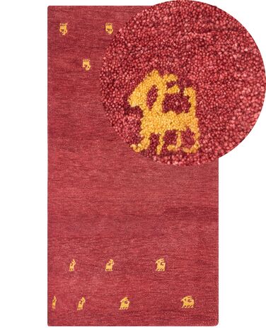 Tapete Gabbeh em lã vermelha 80 x 150 cm YARALI