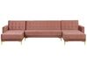 5 Seater U-Shaped Modular Velvet Sofa Pink ABERDEEN_735980