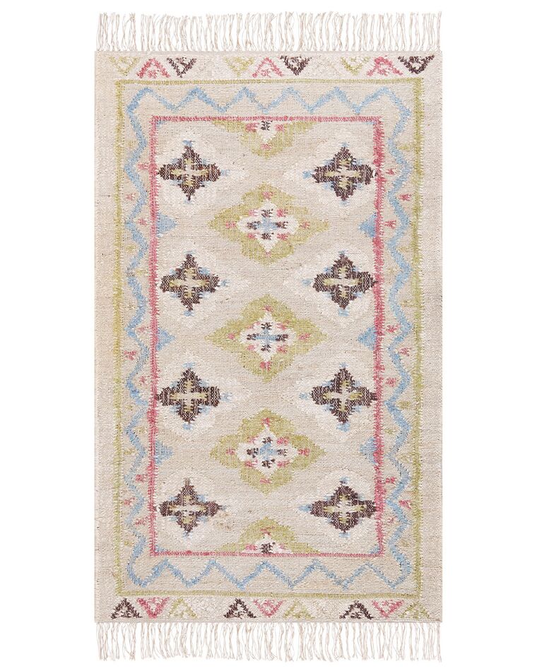 Teppich Jute mehrfarbig 80 x 150 cm orientalisches Muster Kurzflor TERKOS_852659