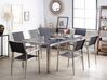 Conjunto de mesa com tampo triplo granito polido cinzento 180 x 90 cm e 6 cadeiras pretas GROSSETO_764429