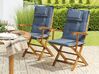 Összecsukható kerti szék kétdarabos szettben kék párnákkal MAUI_755756