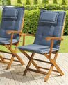 Lot de 2 chaises de jardin avec coussins bleus MAUI_755756