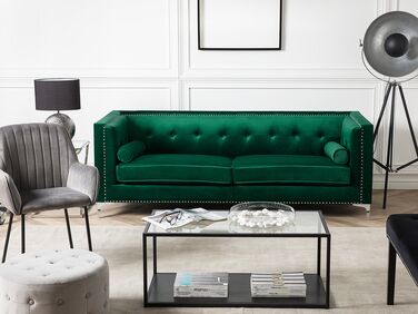 3-seters sofa fløyel smaragdgrønn AVALDSNES