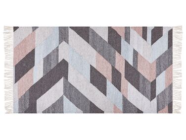 Teppich Jute mehrfarbig 80 x 150 cm geometrisches Muster Kurzflor NAKKAS