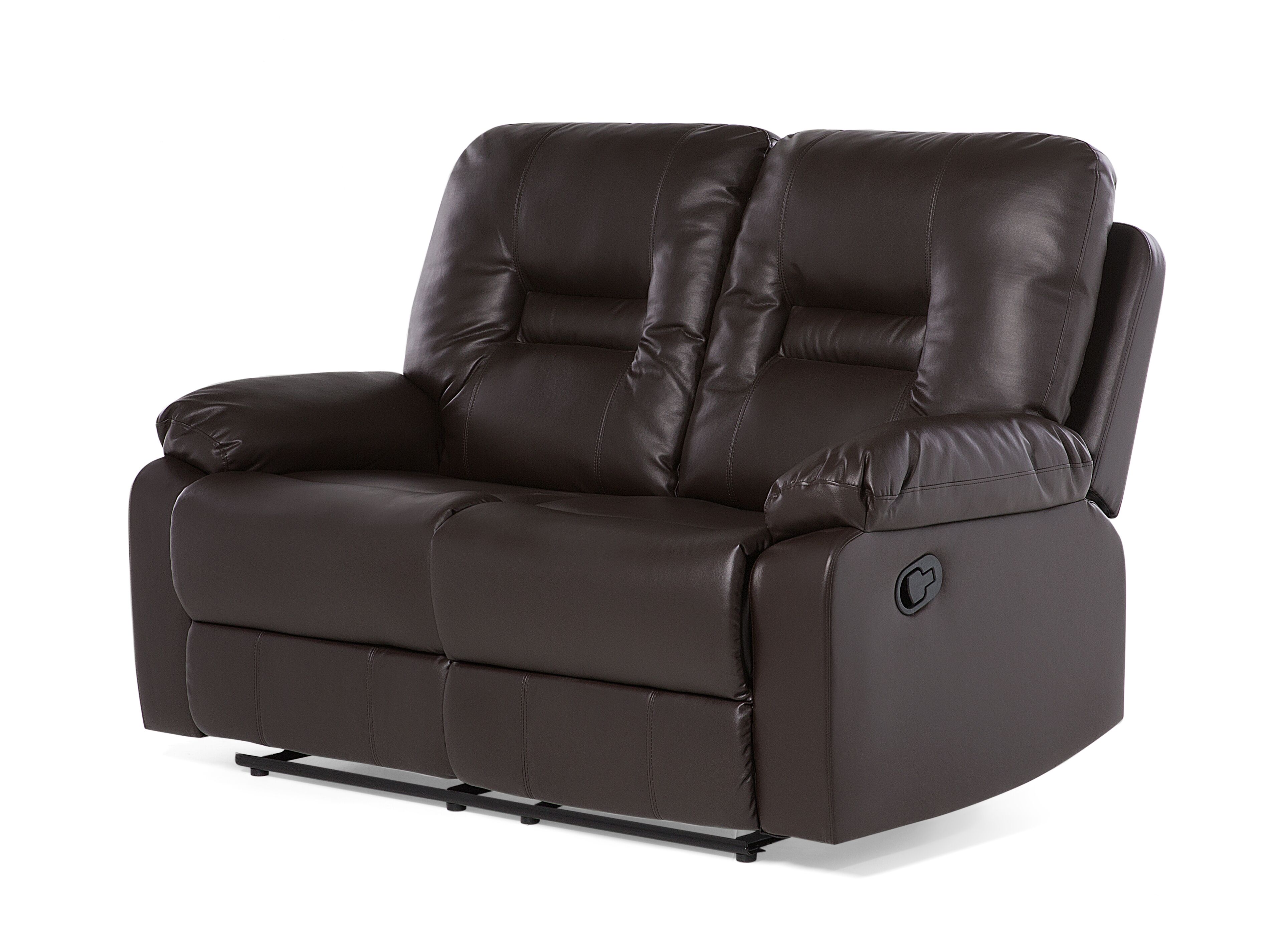 2 Seater Faux Leather Manual Recliner Sofa Brown BERGEN | Beliani.co.uk
