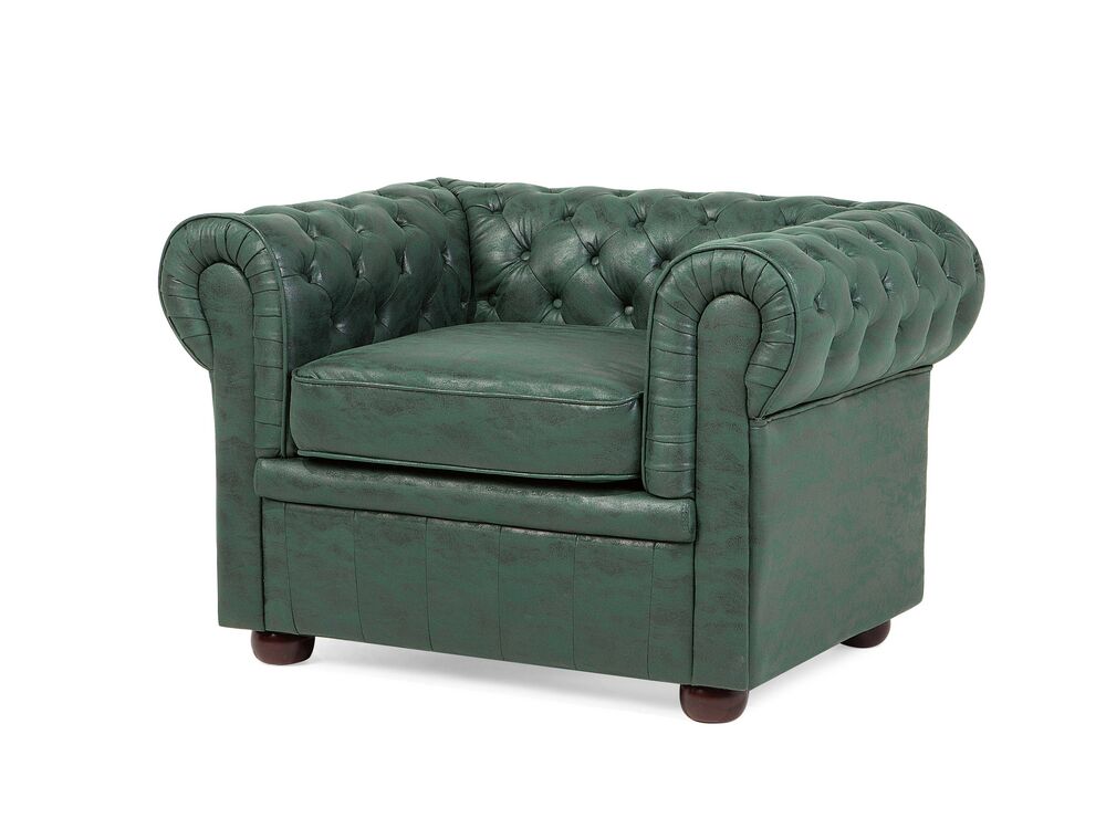 Faux Leather Armchair Green CHESTERFIELD Beliani.co.uk