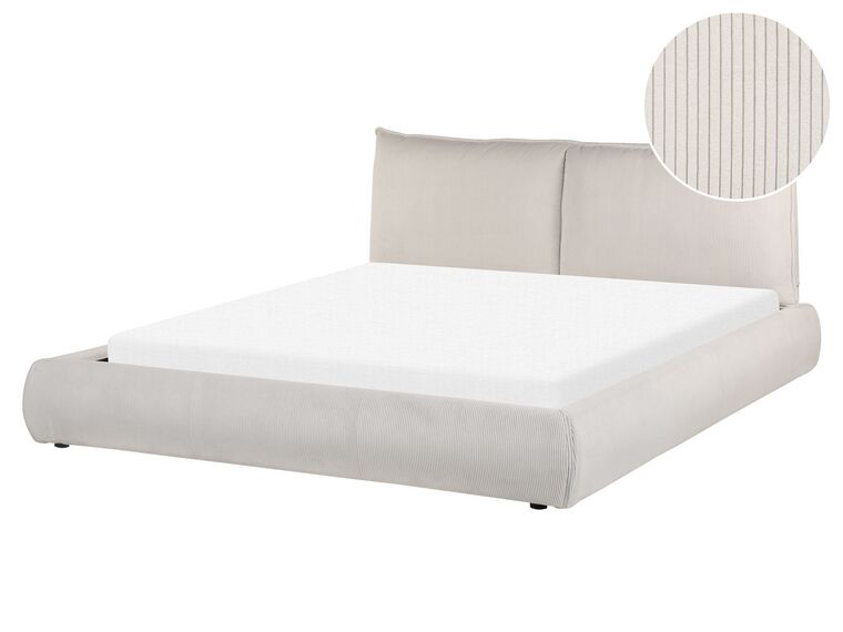 Bed corduroy beige 160 x 200 cm VINAY_879943